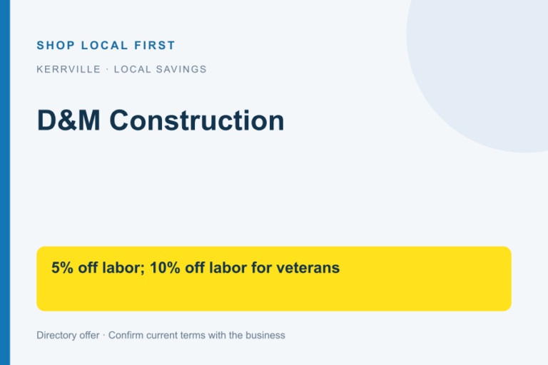 D&M Construction — Shop Local First discount card